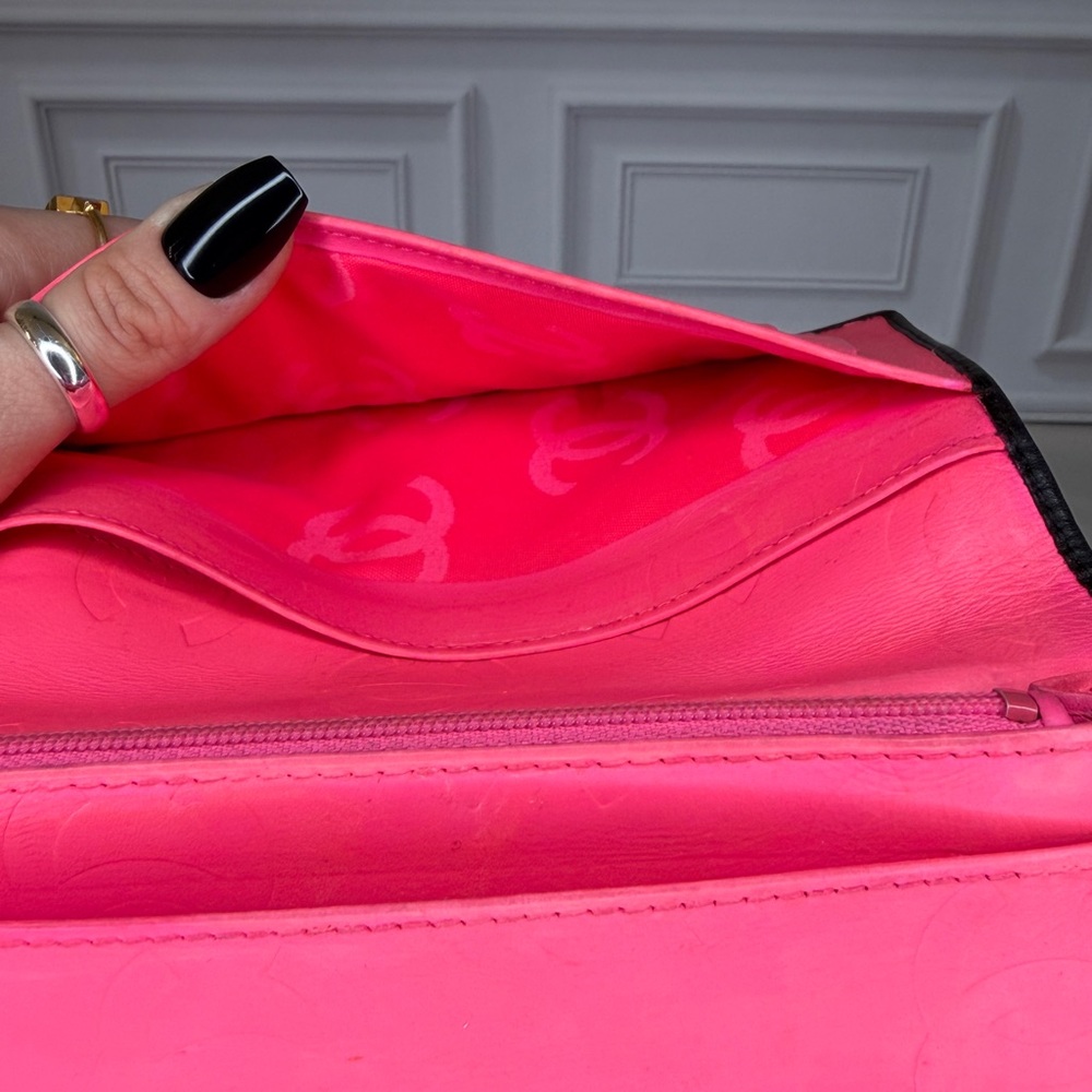 Chanel Cambon Long Bifold Wallet – Black & Pink Leather | Full Set - Picture 9 of 11